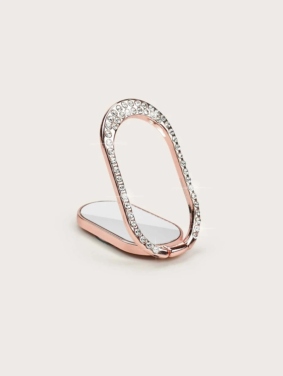 Diamanté Oval Mirrored Pop Out Phone Ring