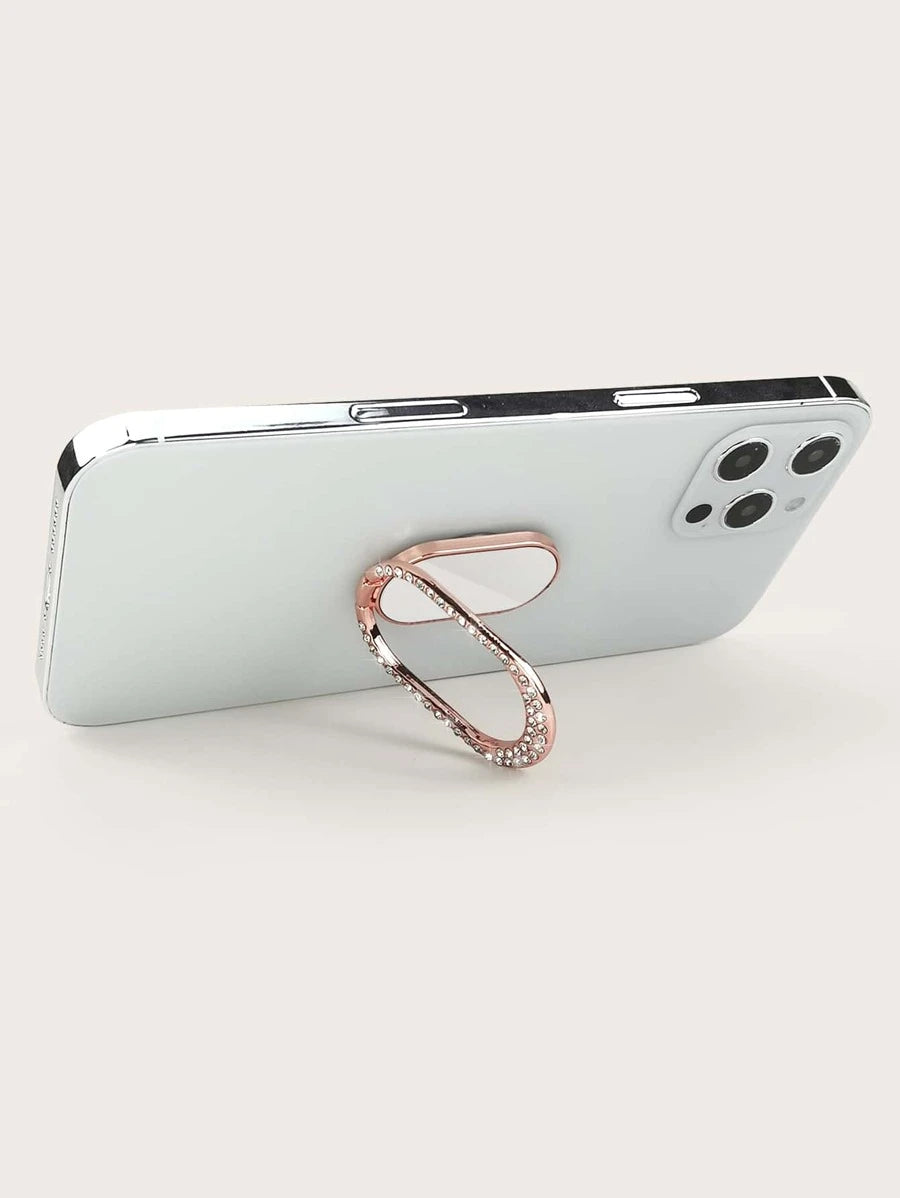 Diamanté Oval Mirrored Pop Out Phone Ring