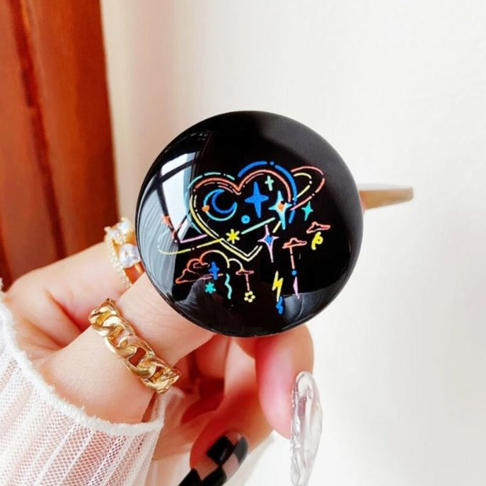 Heart Stars Black Pop-Out Phone Grip