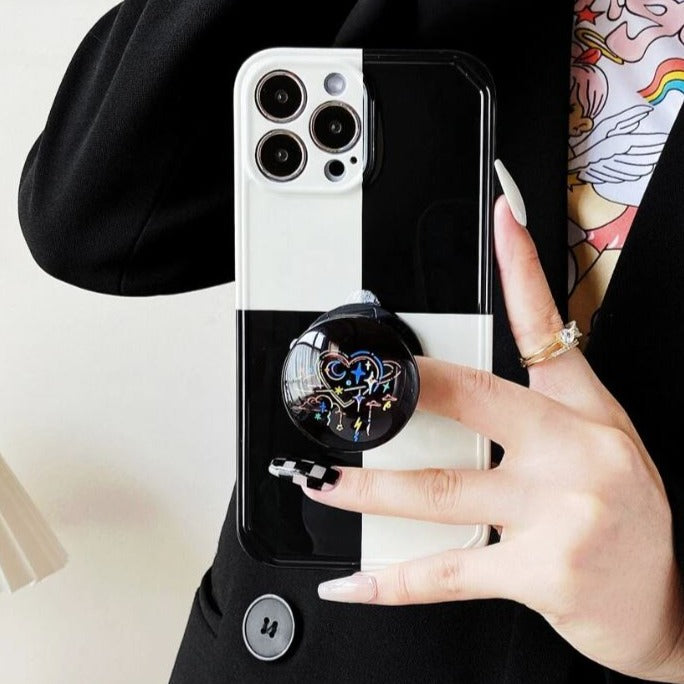 Heart Stars Black Pop-Out Phone Grip