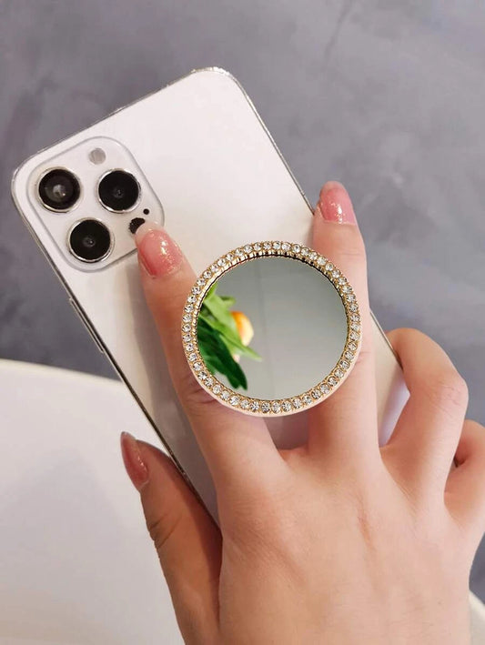 Mirror with Diamantés Pop-Out Phone Grip