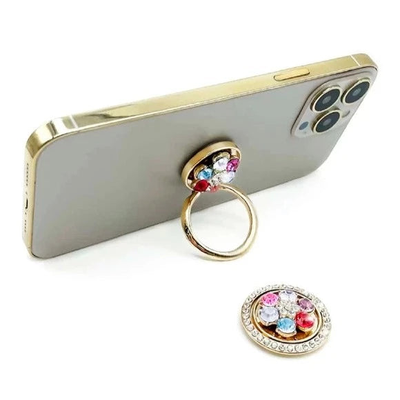 Multicolour Rhinestone Pop Out Phone Ring