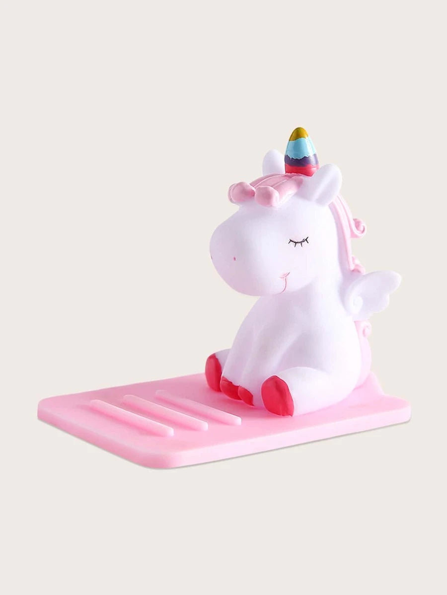 Pink and White Unicorn Phone Stand