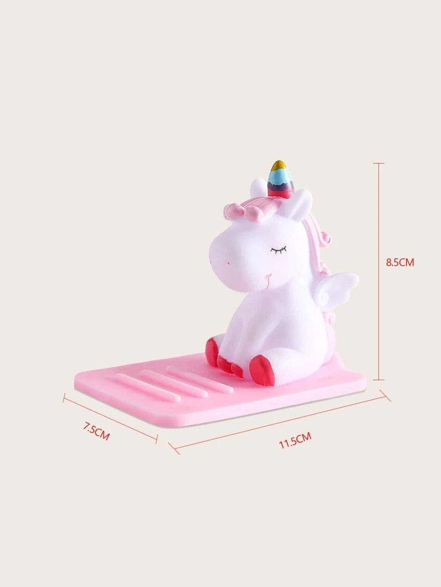 Pink and White Unicorn Phone Stand
